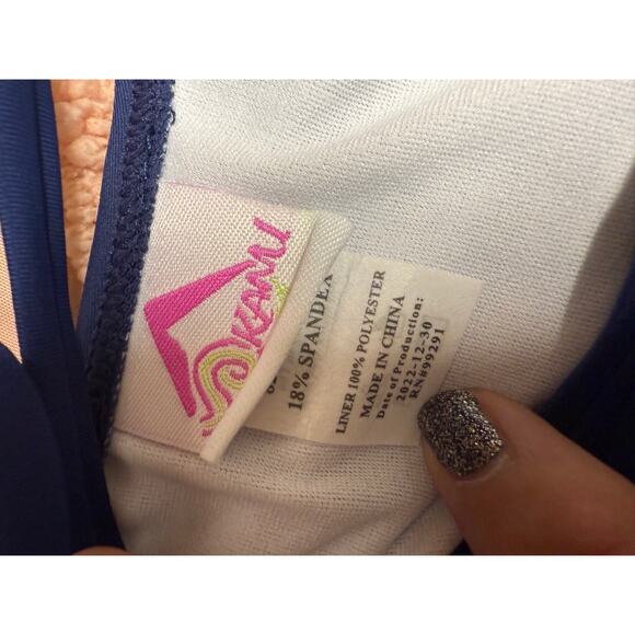 Kanu Surf Girls UPF 50 Beach Sport Criss-Cross One Piece Swimsuit, Reese Navy 12 - Picture 5 of 6